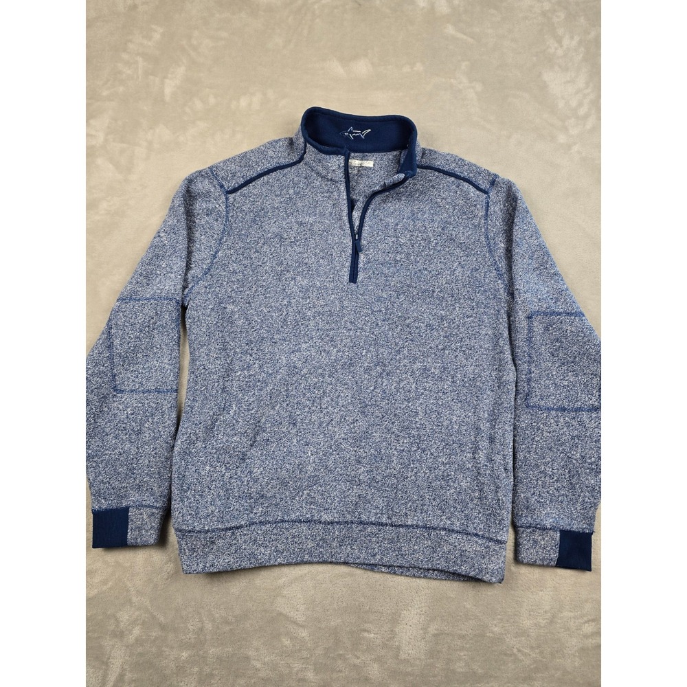 Greg Norman 1/4 Zip Pullover Mens Large Blue Heather Fleece Sweater Sweatshirt